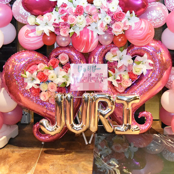 ピンクカラーのデラックスバルーンスタンド - ハピバル
