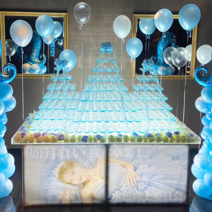 シャンパンタワー【四角型３連】ライトブルーグラデーション