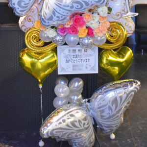 ［誕生日・結婚祝い］ゴールド&シルバーデザインのおしゃれなバルーンスタンド３